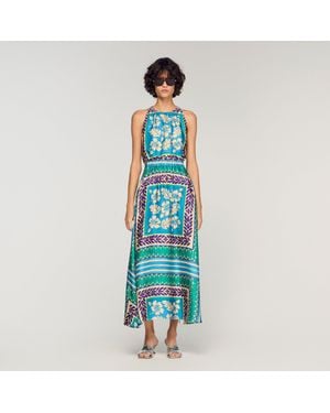 Sandro Floral Print Maxi Dress - Blue