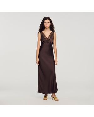 Sandro Lace Collar Maxi Dress - Brown