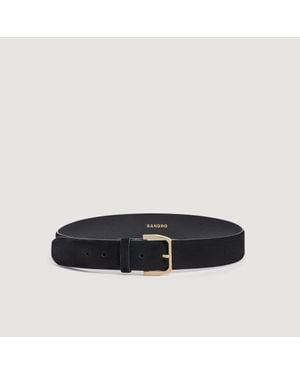 Sandro Wide Suede Belt - Black