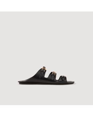 Sandro Leather Sandals - Black