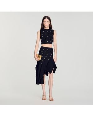 Sandro Studded Knit Skirt - Blue