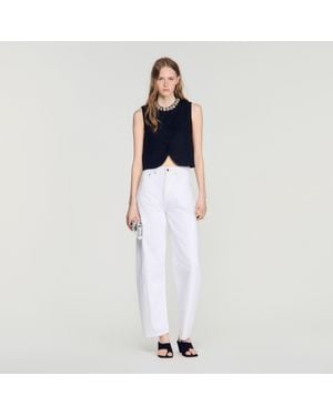 Sandro Top With Jeweled Neckline - White