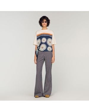 Sandro Floral-Print Floaty Pants - Blue
