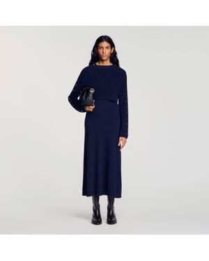 Sandro In-1 Knit Maxi Dress - Blue