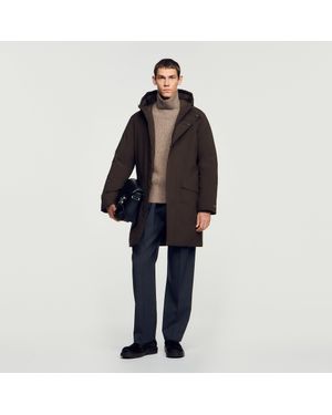 Sandro Zip-Up Hooded Parka - Brown