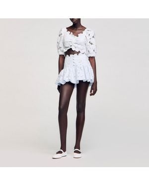 Sandro Guipure Lace Top - White