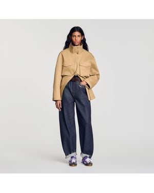 Sandro Barrel Jeans With Metal Details - Blue