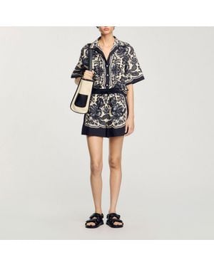 Sandro Floral Print Shorts - Black