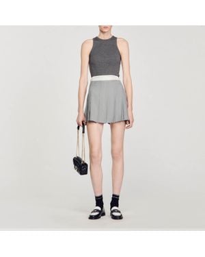 Sandro Short Pleated Skirt - Gray