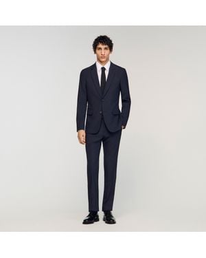 Sandro Wool Suit Jacket - Blue