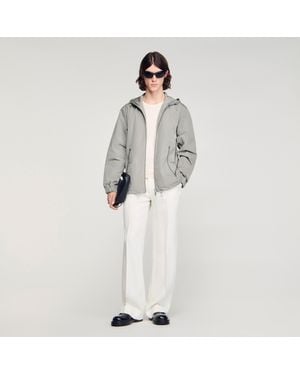 Sandro Technical Hooded Zip-Up Jacket - White