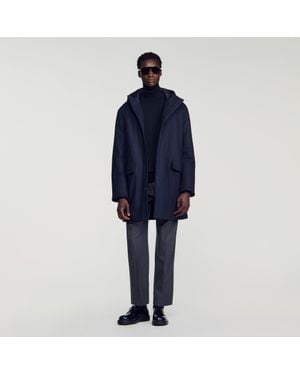 Sandro Wool And Cashmere Parka - Blue