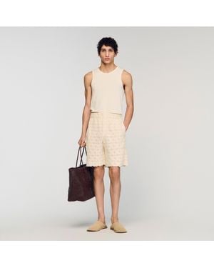 Sandro Broderie Anglaise Cotton Shorts - Natural