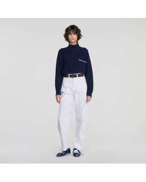 Sandro Wool Sweater With Braided Details - Blue