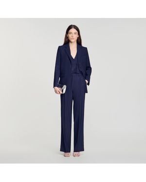 Sandro Striped Sequin Pants - Blue