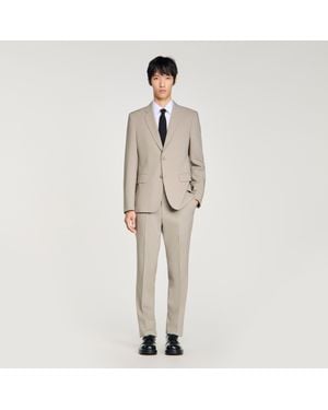 Sandro Wool Suit Jacket - Natural