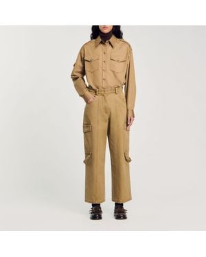 Sandro Seam-Detail Cargo Pants - Natural