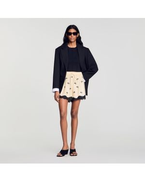 Sandro Floral Embroidered Shorts - Blue
