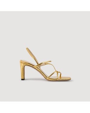 Sandro Embossed Leather Sandals - Metallic