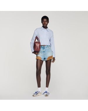 Sandro Short Checked Shirt - Blue