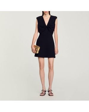Sandro Short Dress With Bow - Black