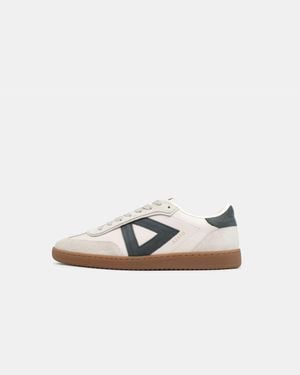 Sans Matin Hera Low Top Trainers, Stone Leather Denim Nubuck Leather, For - White