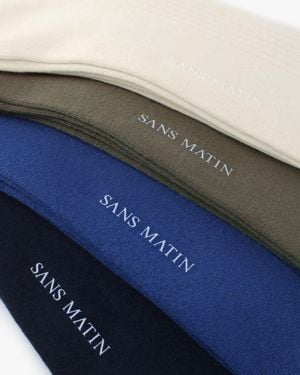 Sans Matin Organic Cotton Ribbed Socks For - Blue
