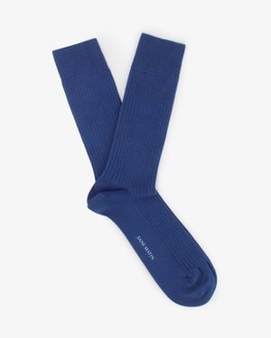Sans Matin Organic Cotton Ribbed Socks For - Blue