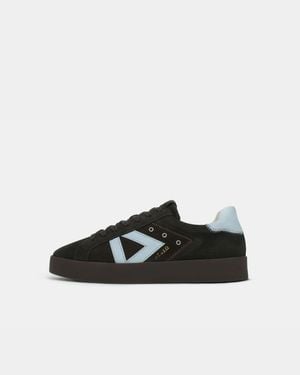 Sans Matin Nyx 02 Low Top Trainers By Chocolate Suede/Sky Nubuck Leather, For - Black