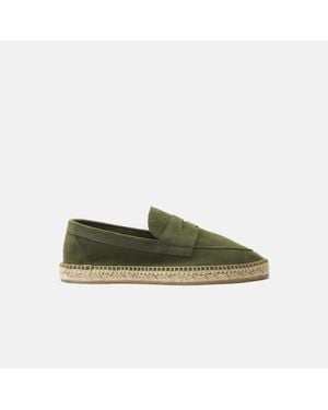 SCAROSSO Diego Green Suede Espadrilles