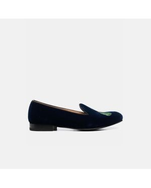 SCAROSSO Daisy Blue Velvet Loafers & Flats