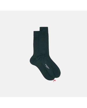 SCAROSSO Dark Cotton Calf Socks - Blue
