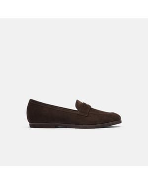SCAROSSO Monica Marrone Scamosciata Loafers - Brown