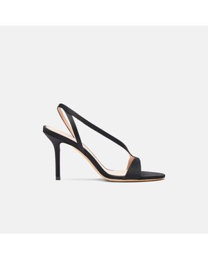 SCAROSSO Paula Black Satin Sandals