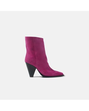 SCAROSSO Emily Fuchsia Suede Boots - Purple