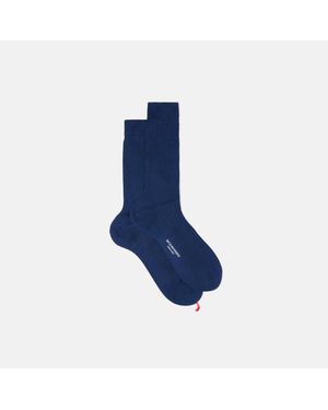 SCAROSSO Cotton Calf Socks - Blue