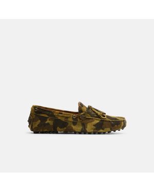 SCAROSSO James Camo Suede Driving Shoes - Green