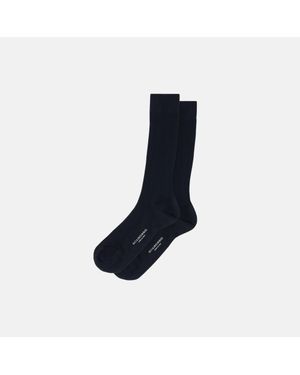 SCAROSSO Anthracite Lisle Socks - Blue
