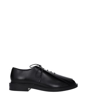 Max Mara Leder-Fransen-Oxford-Schuhe - Schwarz