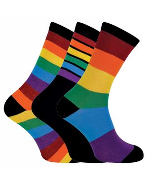 Sock Snob 3 Paar Herren Damen Hell Gemusterte Gestreifte Baumwolle Regenbogen Socken - Blau