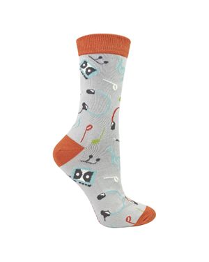 Miss Sparrow Damen Retro Musik Muster Bamboosocken - Blau