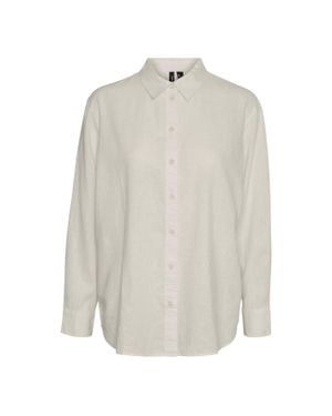 Vero Moda Hemd Für Damen, Leinen-Mischung, Regulär (Mondstrahl) - Weiß