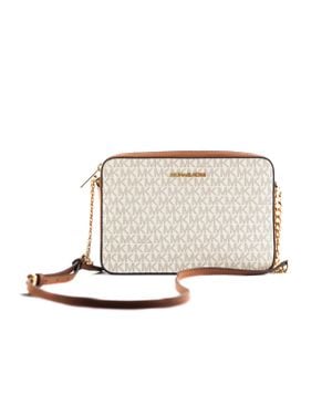 Michael Kors Damen Jet Set Große East West Saffiano Leder Umhängetasche (Vanilla Signature) - Schwarz