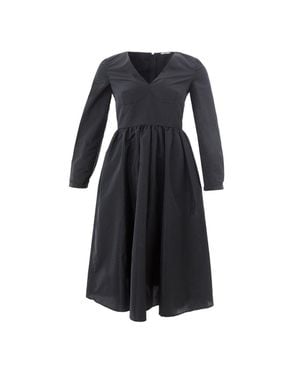 Lardini Midi-Kleid Mit Langen Ärmeln Und V-Ausschnitt - Schwarz