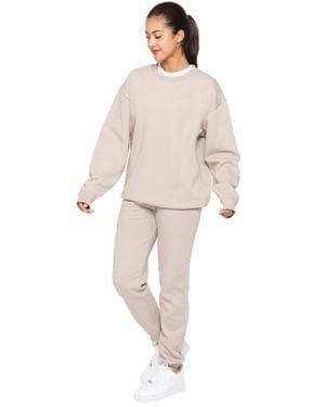 Enzo Oversized Sweatshirt Trainingsanzug Set - Natur