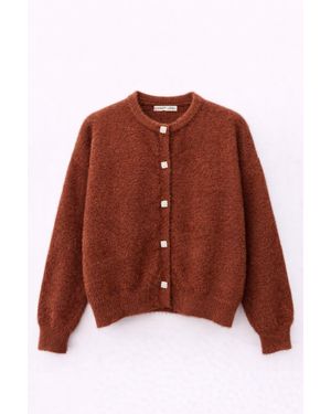 MixRay Übergroßer Jacquard-Button-Cardigan - Braun