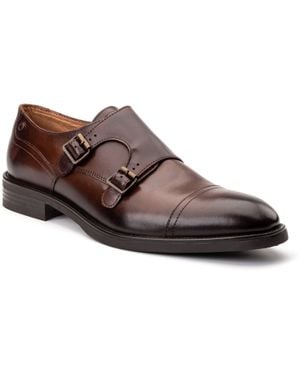 Base London Taper Leder Herren Braune Doppel-Monk-Schuhe