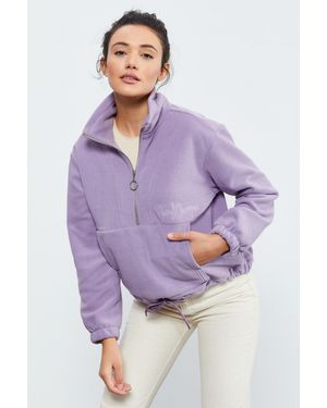 TOMMY LIFE Übergroßer Halbzip-Plüschpullover - Lila
