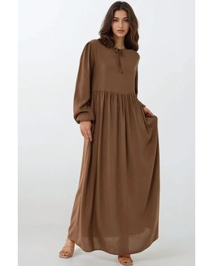 Hiccup Maxikleid Mit A-Linie Und Rundhalsausschnitt - Braun