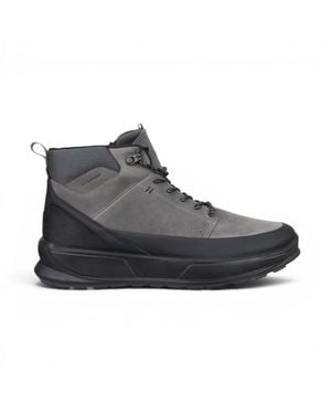 Ecco Herren Wasserdichte Schwarze Graue Leder-Outdoor-Wanderstiefel – Byway 2.0